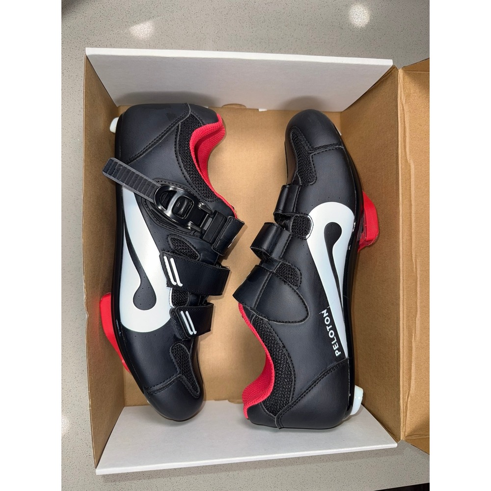 Peloton Cycling Shoes Black Red Size 41 EU With Look Delta Cleats PL-SH-B-41
